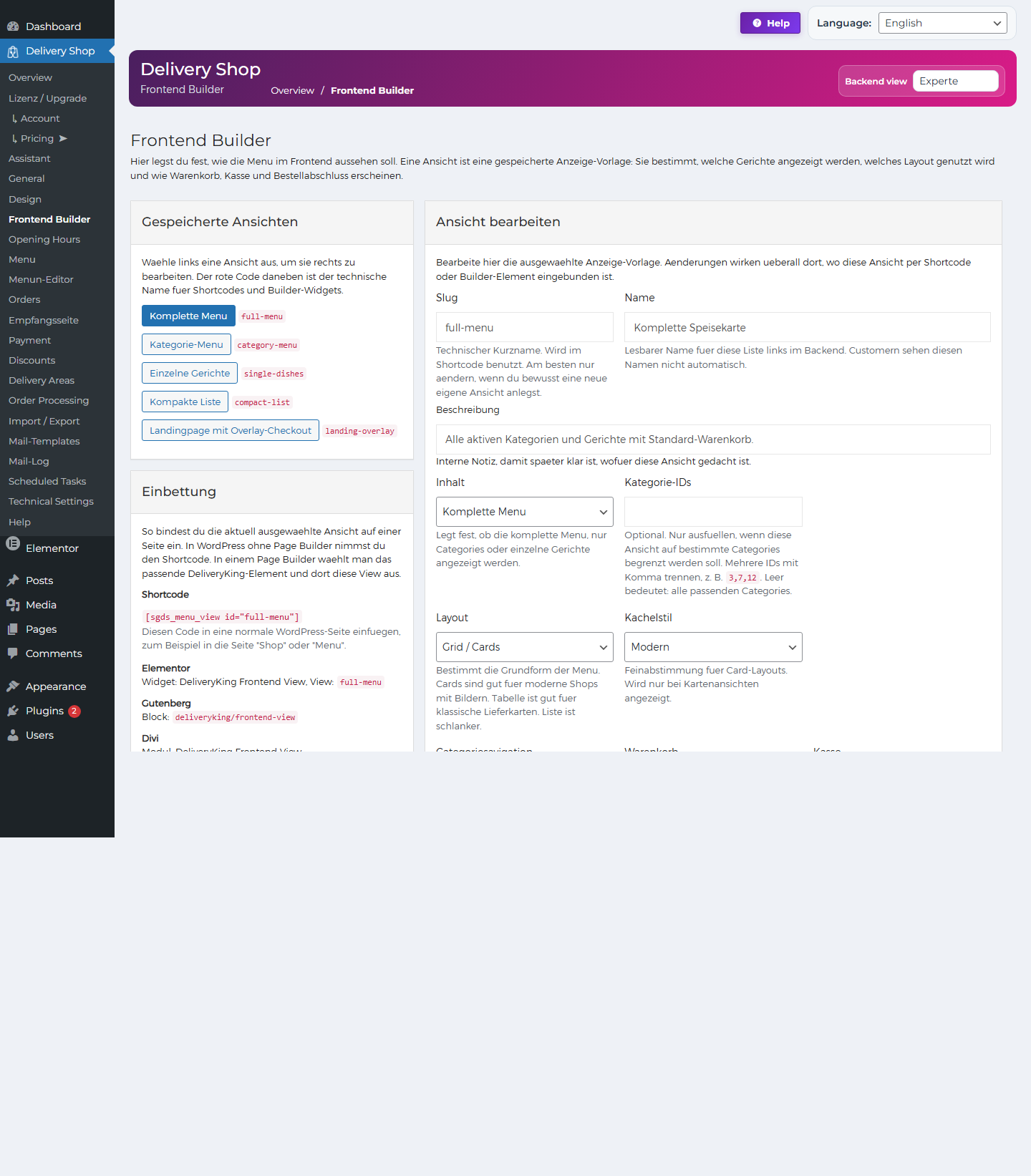 DeliveryKing frontend builder