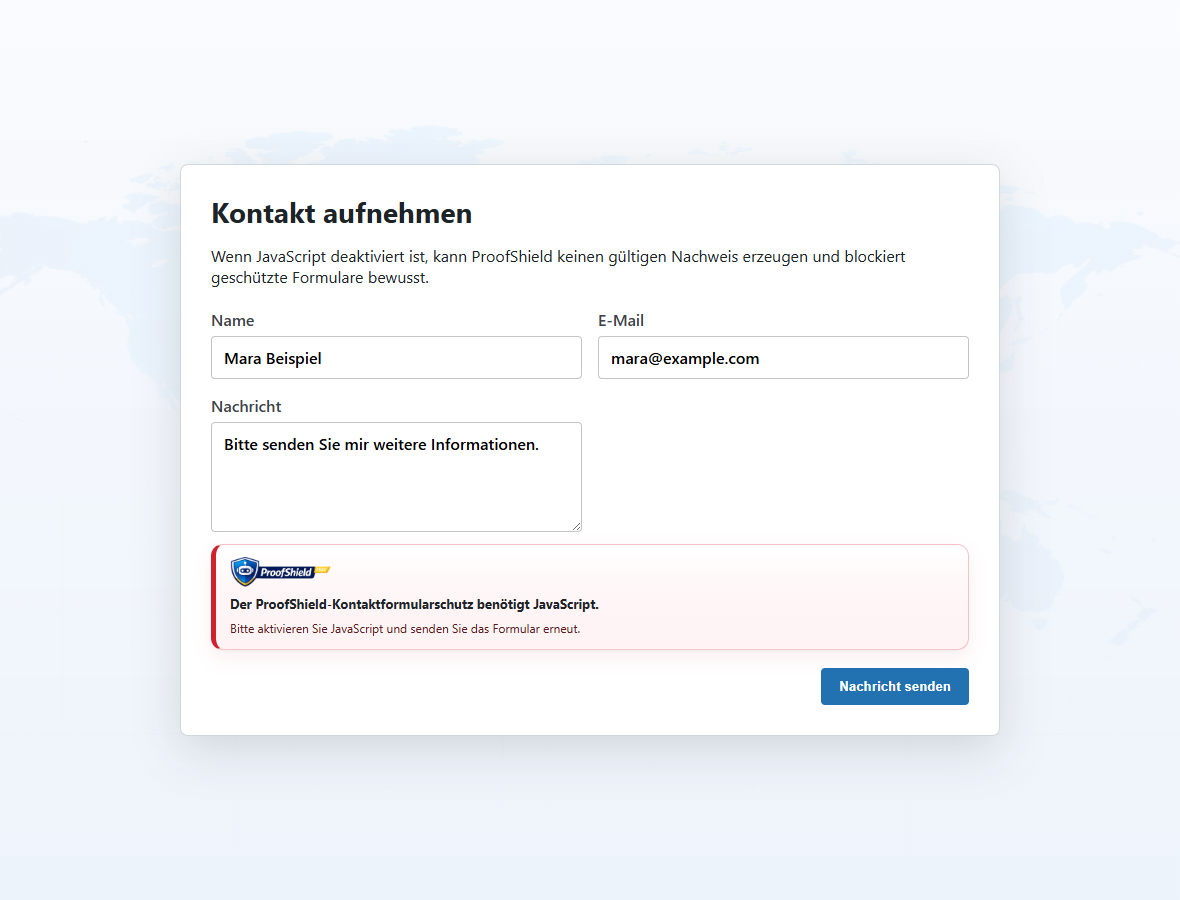 ProofShield warning when JavaScript is disabled